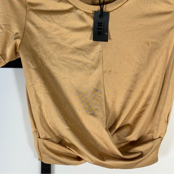 NWT CXIX Golden Pray For Me Knot Crop Top - Picture 3 of 5
